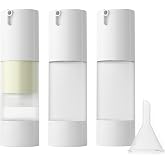 LONGWAY 3pcs Empty Refillable Airless Pump Bottle,Travel Foundation Containers,Airless Cosmetic Pump Bottle for Hand Sanitizer, Toner,Gel,Hair Oil, Lotion and Face Cream (1oz/30ml, Frosted)