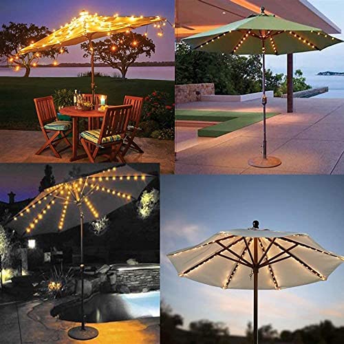 Solar Patio Umbrella Lights Parasol String Light with Clip Clamp Remote Control Solar Powered Waterproof for 7-10foot Umbrella Outdoor Lighting Beach Deck Garden Party Decoration (2 Pack)