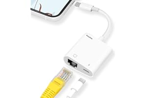 2 in 1 Light-ning to RJ45 Ethernet Adapter, KozyOne 10Mbps/100Mbps RJ45 Ethernet Adapter with Charging Port, for i-Phone/i-Pa