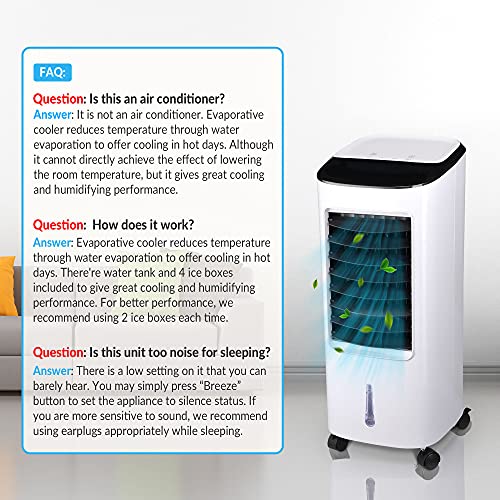 Portable Evaporative Air Cooler, 3IN1 Cooling Fan Humidifier w