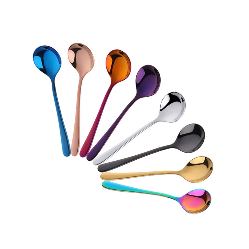 Buyer Star 8 Colorful Tea Spoons Cappuccino Espresso Demitasse Coffee Spoons Small Spoon for Cafe Kitchen Bar Restaurant