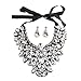 Holylove Woman Fashion Handmade White Glass Beads Choker Statement Necklace with Earrings Jewelry Set-N0008455 Set