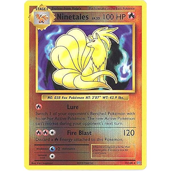 Amazon Com Pokemon Ninetales 15 108 Xy Evolutions Reverse Holo Toys Games
