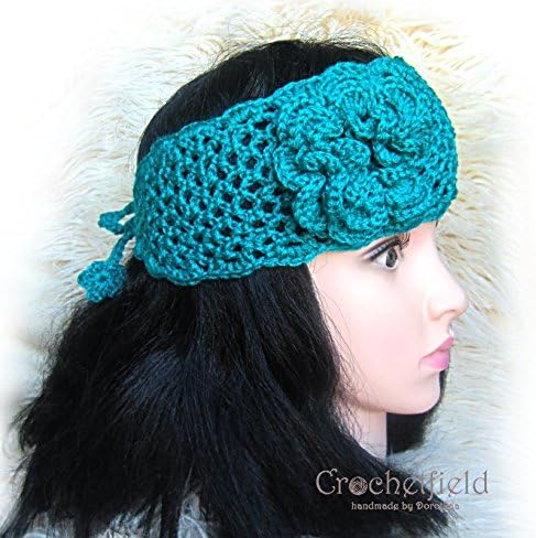 Crochet Headband with flower, Ear warmer, Headwrap, Earmuff,