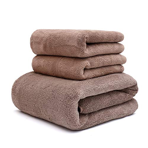 Luxurious Towel Set, Superfine Fiber Bath Towel and 2 Hand Towels Ultra Soft and Comfortable Durable Tear Resistant Perfect for Bathroom Decoration - Thumbnail 7