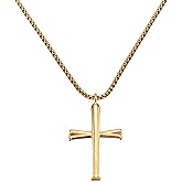 MECCANIXITY Baseball Cross Necklace, Boy Cross Necklace Sports Pendant Baseball Bat Stainless Steel Chain with Gift Box for Men Youth Athletes Jewelry Gifts