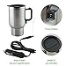 Heated Travel Mug for Vehicle, Ixaer Auto Coffee Thermos Travel Car Charger Coffee Mug Car Heated Cup Vacuum Insulated Stainless Steel Cups for Heating Water with Airtight Lid Auto Charger 12V Coffee