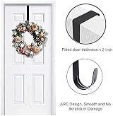 2 Pack Black Metal Door Hooks 12in Wreath Hanger for Front Door view 4