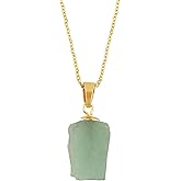 NJCRAFT Raw Gemstone Pendant Necklace for Women |Natural Healing Crystal Rough Pendant 15–25 Carat | 8–14 mm Stone |Gold Plated Chain 16+2 Inch Adjustable | Gift Jewelry