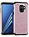Tobomoco Galaxy A8 2018 Case, Luxury Shockproof Glitter Sparkly Bling Cute Shiny 2 in 1 Hybrid Hard PC Soft Silicone Protective Phone Cover for Women, Rose Gold