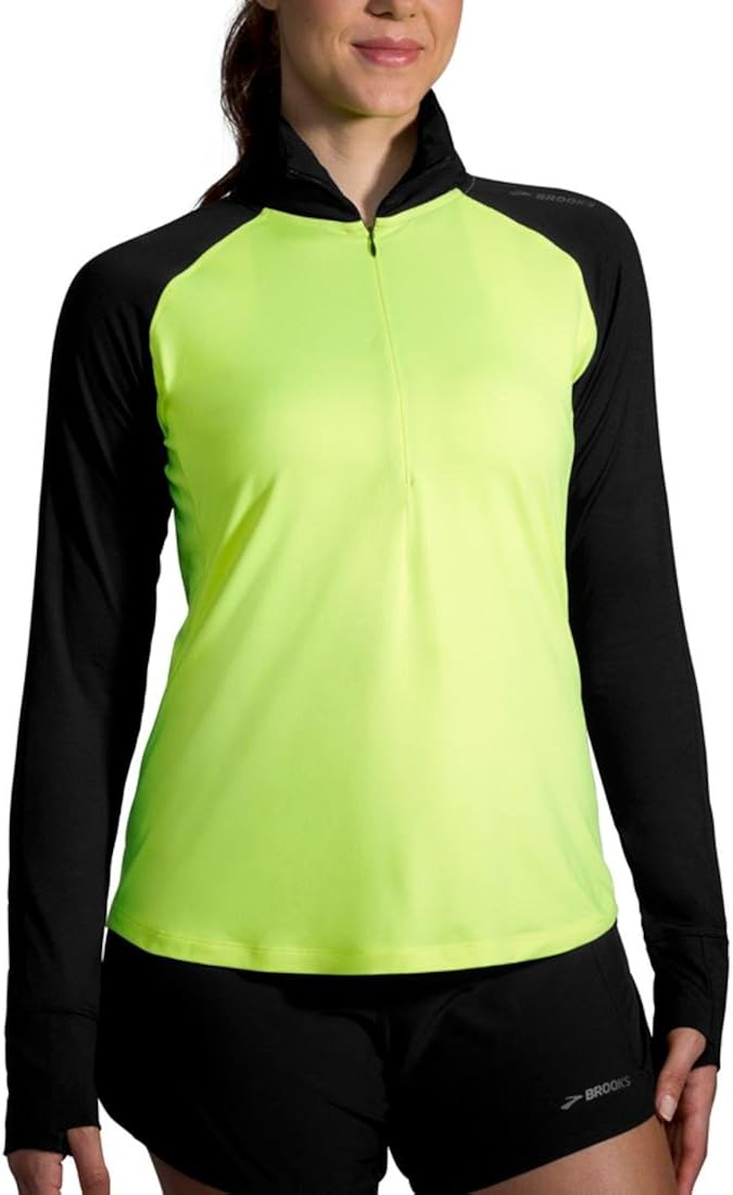 Brooks Women's Dash 1/2 Zip Top - Deep Sea/Lime