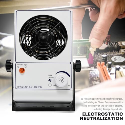 Ionizing Air Blower Fan Ion Anti-Static Elimination Discharge ESD Blower Fan 110V Ionizer Desktop Fan Eliminator
