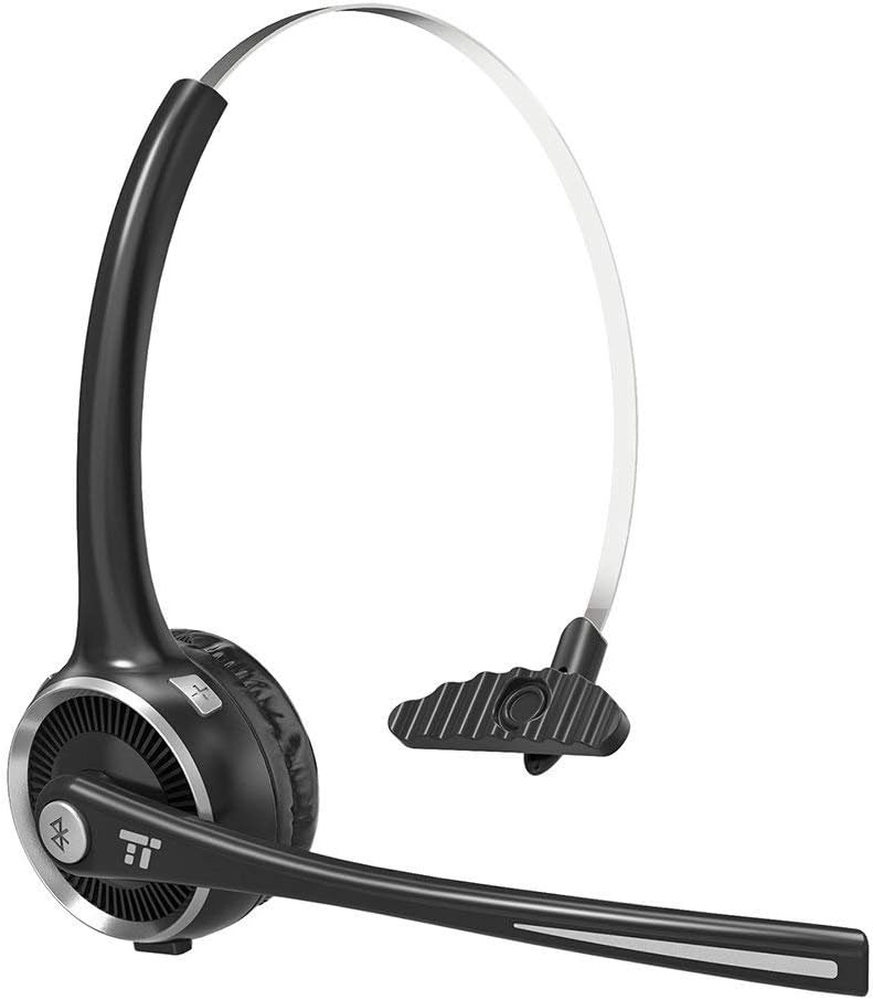 Bluetooth Headset, TaoTronics Bluetooth Headphones with cVc Noise-Cancelling Mic, Driver's Bluetooth Headset Office Headset, 15 Hour Talk Time (Comfort Fit Headband and On-Ear Control Buttons)