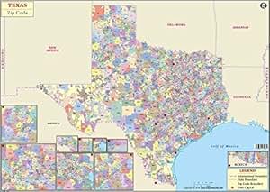 Amazon.com : Texas Zip Code Map (36" W x 25" H) : Office Products
