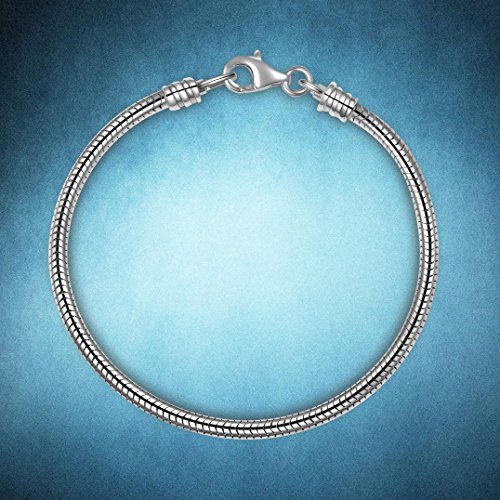 925 Sterling Silver Snake Chain Bracelet for European Bracelets Charms Bead Size 7.8inch