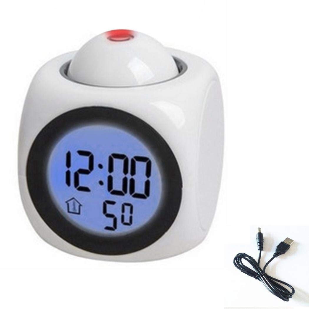 lazinem Multifunction LCD Projection Alarm Clock Time Temperature Display Clock Alarm Clocks