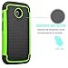 Motorola Moto E Case, Moto E 1st Gen Case, Tekcoo(TM) [Tmajor Series] [Green/Black] Shock Absorbing Hybrid Rubber Grip Plastic Impact Defender Rugged Slim Hard Case Cover Shell for Moto E 2014
