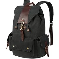 VBG VBIGER Canvas Backpack Vintage Canvas Leather Backpack Casual Bookbag Laptop Backpacks Travel Rucksack for Men Women