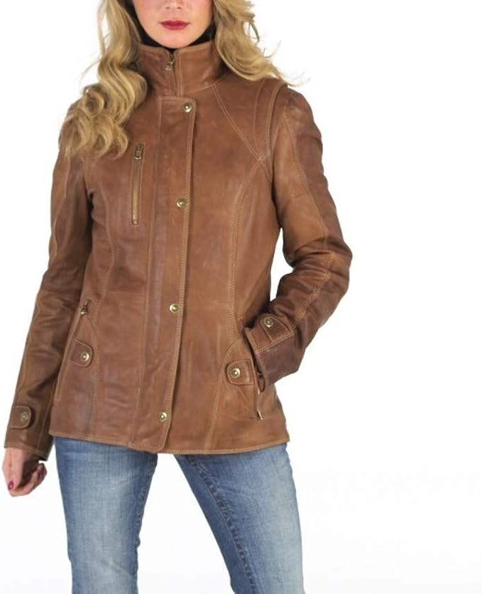 short tan leather jacket