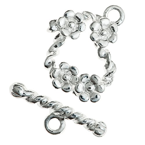 1 pc .925 Sterling Silver Little Garden Flower Toggle Clasp 15mm/Findings/Bright