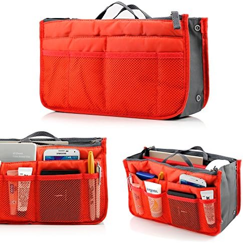 Medium Purse Organizer Insert For Handbag or Pocket Book - Clutter Control (2, Red)