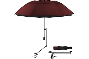 HOBVO UPF 50+ Golf Umbrella with Adjustable Universal Clamp, Portable Umbrellas for Rain, Manual Open & Close, for Beach Chair, Golf Cart, Stroller, Bleacher, Patio