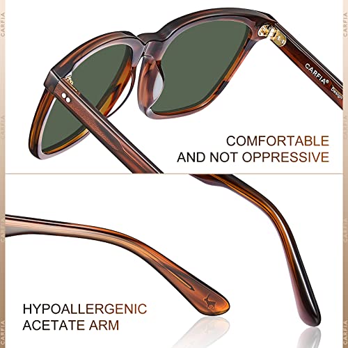 CARFIA Polarisierte Herren Sonnenbrille mit Rechteckig Acetatrahmen, 100% UV-Schutz Sportliche Sonnenbrille