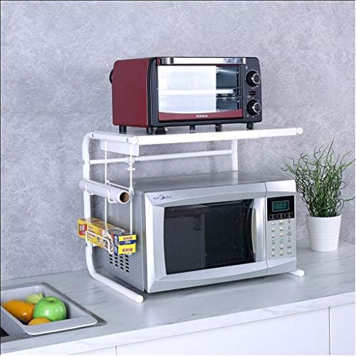 JSSFQK Kitchen Rack Retractable Bracket Kitchen Storage Rack 403642cm Microwave oven rack wéMicrowave oven rack (color : White)