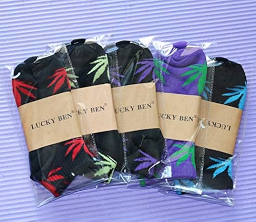 5 Pairs Marijuana Leaf Boat Socks - Unisex Cotton Socks US 5-9.5 (Medium)