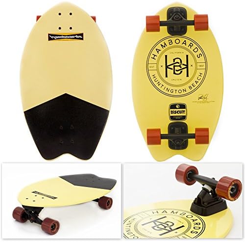 Hamboards Biscuit Handcrafted Campus Cruiser Longboard Skateboard for Pumping, Landsurfing & Land Paddling - Laminated Birch/Super Hard Bamboo