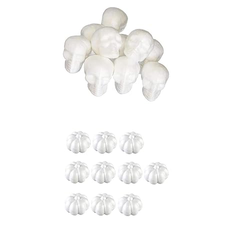 Homyl 20 Pieces Solid White Halloween Pumpkin Skull Polystyrene