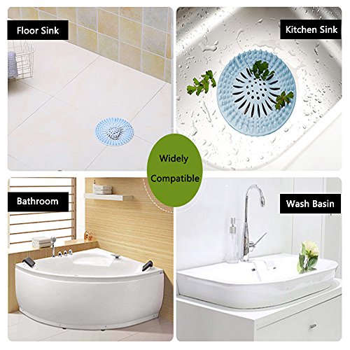 SLOGNNY Rubber Sink Strainer Drain Cover for Kitchen and Bathroom, Collecting Food Scraps Premium Hair Catcher, Widely Compatible and Unimpeded Drainage 5.2 inch 2 Pack (Baby Blue) - Thumbnail 5