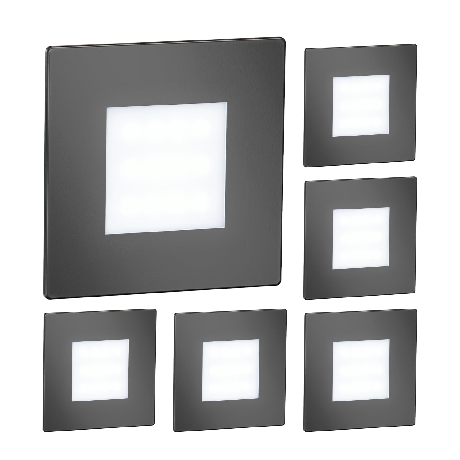 ledscom.de 6 LED Stair Light/recessed wall Light FEX for Indoor and Outdoor use, Angular, Black, 85 x 85mm, Blue