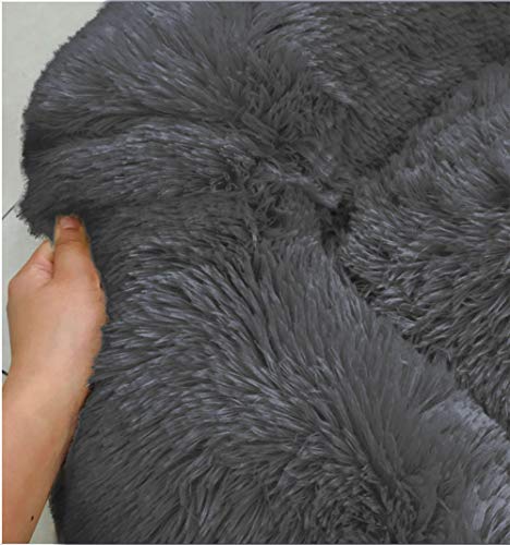 BinetGo Dog Bed Cat Bed Cushion Bed Faux Fur Self-Warming Cat and Dog Bed Cushion Small Medium Large Dog Kennels for Joint-Relief and Improved Sleep - Machine Washable, Waterproof Bottom (Navy-Large)