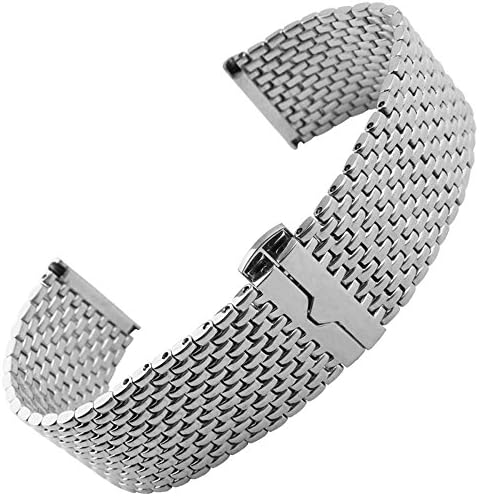 MSTRE GD17 Men's 316L Solid Stainless Steel Metal Watch Band/Strap Replacement For Armani 22mm (22mm, silver)