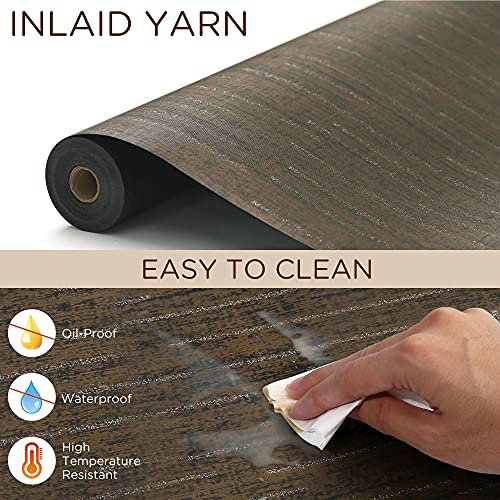 LotFancy Peel and Stick Wallpaper, 11.8”x 78.7”, Mocha Brown, Removable Wood Contact Paper, Self Adhesive Wall Paper for Countertop Cover, Furniture Renovation, Squeegee Included