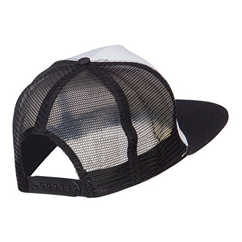 Flat Bill Snapback Trucker Cap - White Black OSFM