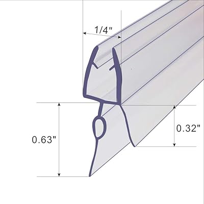 Frameless Shower Door Bottom Seal for 1/4-Inch（6mm） Glass,36-Inch Long, Vinyl, Clear