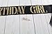 Dulcet Downtown Black Satin Birthday Girl Sash with Gold Glitter