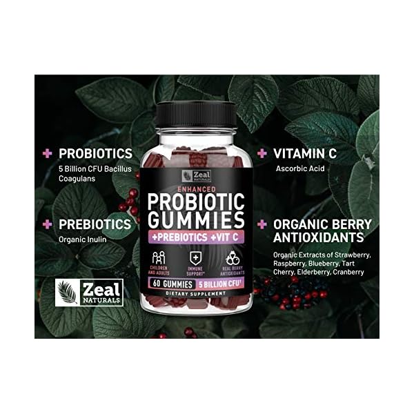 Probiotic Gummies for Adults and Kids + Prebiotics (60 Count 5