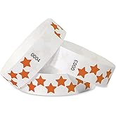 500 Pcs Stars Paper Wrist bands for Events Waterproof Wristbands Lightweight Festival Identification Bracelets Neon Adhesive Event Arm bands for Party(Orange)