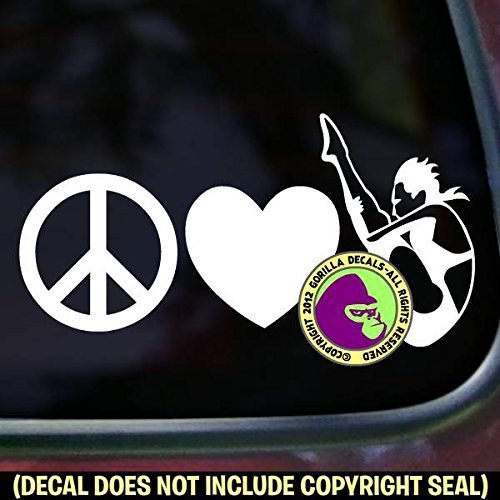 PEACE LOVE SPRINGBOARD DIVER FEMALE Vinyl Decal Sticker A