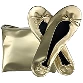 ccafgho Women's Foldable Ballet Flats Portable Slip-On Shoes for Wedding, Travel, Work & Driving