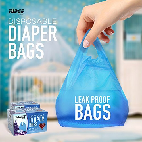 Tadge Goods Baby Disposable Diaper Bags 400 Pack Scented with Lavender