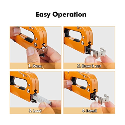 Staple Gun with Staples, Genround 3-in-1 Upholstery Staple Gun, Heavy Duty Staple Gun, Hand Operated Nail Gun, Industrial Staple Gun for Home DIY, Wood, Cable, Furniture