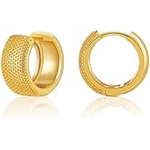 HEYu Chunky Gold Hoop Earrings - 18K Plated, Lightweight, Hypoallergenic Hoops - Minimalist Women's Jewelry - Birthday &