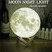 Moon Light - 3D Printing Light - Moon Lamp 3D - Warm and White Touch Control Brightness with USB Charging - Luna Lamp - Moon Decor - Lunar Night Light with Wooden Mount - Moon Gifts 3.9 Inch