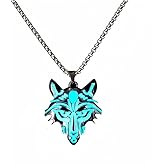 Wolf Pendant Necklace for Women Men Luminous Animal Necklace Viking Wolf Head Necklaces Halloween Jewelry Gift