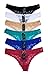 Vision Underwear 6-Pack Sexy See Through Floral Lace Thong Panties (Large, L223)