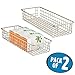 mDesign Shallow Metal Wire Basket for Storage Pantry - Kitchen Organization Basket with Handles - Bin Basket for Organizing Cabinets or Countertop - Concerto Collection, 2 Pack, Satin